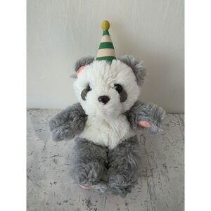 Vtg 1983 Wallace Berrie Mini PARTY Panda BEAR w/ Hat 6" Gray & White Plush Korea